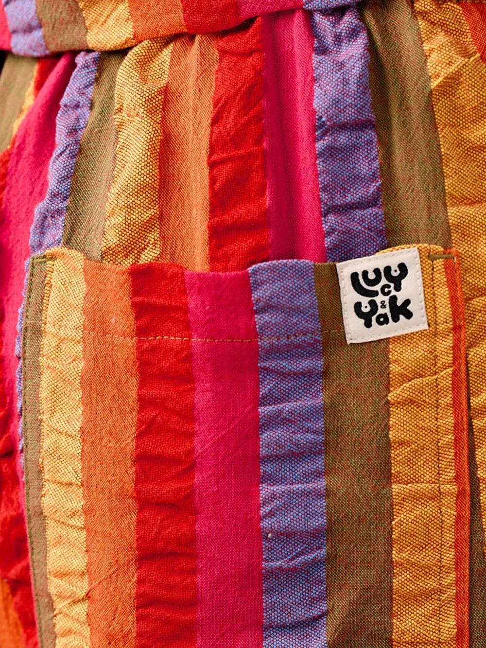 Lucy & Yak - Norris - Wide Leg Cotton Trousers in Wide Rainbow Stripe - Picture 6 of 8